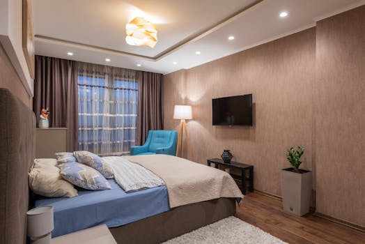 bedroom lighting plan blue light at night better sleep - Step 10: Integrate screens and device indicators into your plan